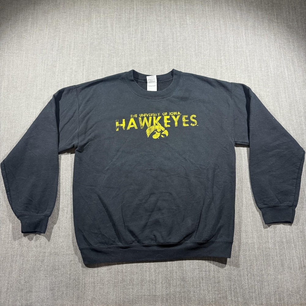 Iowa Hawkeyes Sweatshirt‎ Mens Medium Black NCAA Football Gildan Graphic